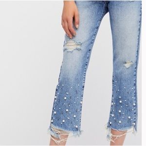Pearl Embellished Straight Crop 